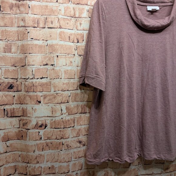 Pure Jill / J. Jill Blouse Mock Neck Mauve Size Medium - Picture 3 of 12